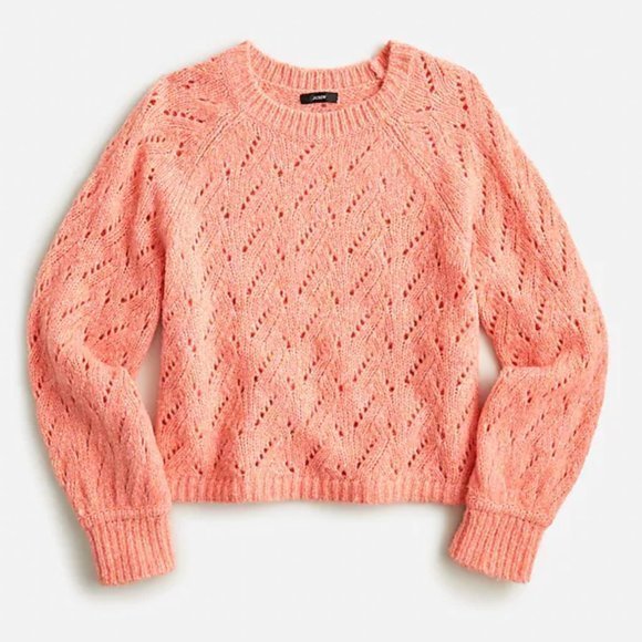 J. Crew Sweaters - J. Crew Pointelle Wool‎ Blend Crewneck Sweater in Heather Coral Sz XXL NWT